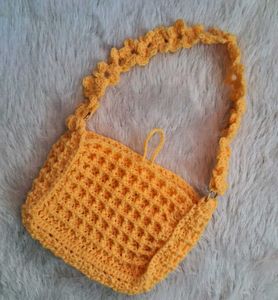 Handmade Crochet Yellow Bag