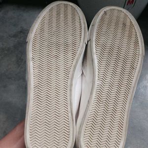 White Perforated Slip-On Sneakers