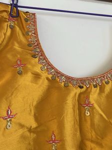 Embroidered Mustard Silk Lehenga -3 pc