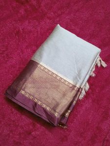 ✨Elegant Pure Banarasi Silk Saree – Maroon Border
