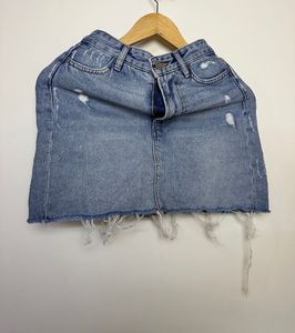 Distressed Denim Mini Skirt