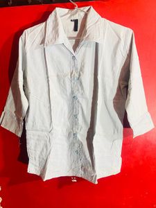 Light Blue 3/4 Sleeve Button-Down Shirt