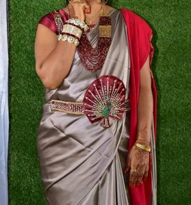 Beautiful Saree With Stitch Blouse 🦚Belt
