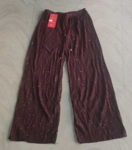Maroon Sequin Palazzo Pants