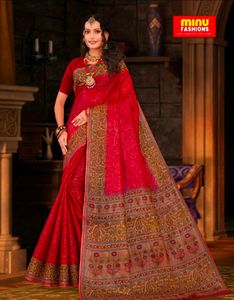 Elegant Red Saree with Intricate Border