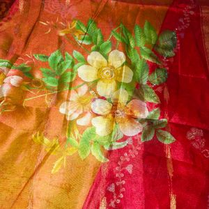 Maroon Sequined Kurta Set with Floral Dupatta