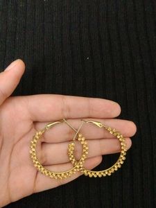 Gold Hoop Earrings with Charm Details
