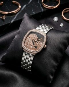 Elegant Square Dial Watch with Crystal Bezel