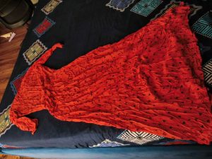 Vibrant Red Printed Anarkali Gown