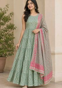 2 Way styling Print Kurta Set with coat &amp; duppata