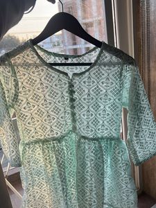 Mint Green Lace Peplum Top size-M