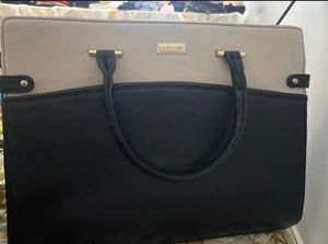 Stylish Black &amp; White Laptop Bag with Pouch