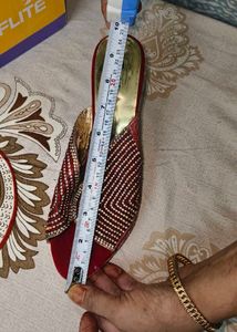 Red &amp; Gold Bejeweled Mules