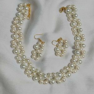 Elegant Pearl Necklace &amp; Earring Set