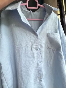 Light Blue Oversized Button-Up Shirt