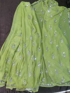 Embellished Georgette shiffon Saree with blouse 💚