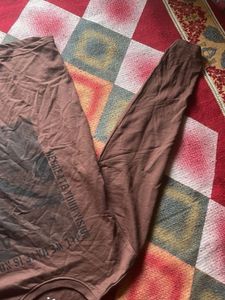 Brown Graphic Print Long Sleeve T-Shirt