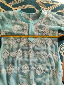 Blue Lakhnavi Chikankari Handwork Kurta