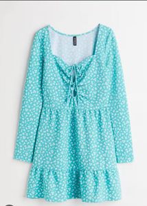 Mint green with white floral print