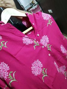 Vibrant Pink Floral Kurta Set