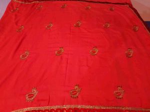 Peach Worked Saree With Stitched Blouse