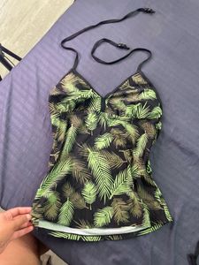 Tropical Leaf Print Bikini Top