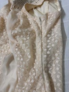 Cream Kurta with Intricate Neckline