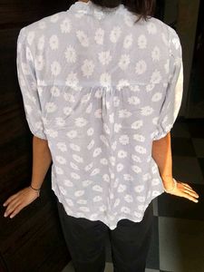 Light Blue Floral Print Top