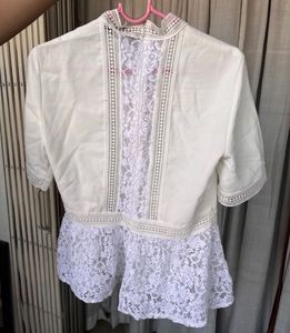 Lace Trimmed White Top