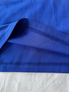 Blue Round Neck T-Shirt with Contrast Trim