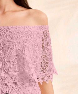 Pink Lace Off-Shoulder Top