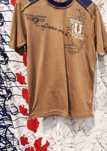 Brown Graphic Print Stretchable Men's T-Shirt