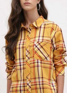 Yellow Plaid Button-Up Shirt