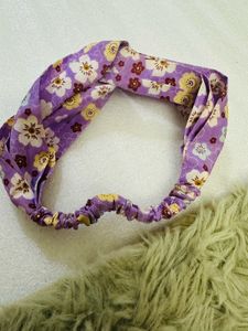 Purple Floral Twist Headband