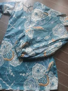 Teal Floral Printed Kurta with Palazzo