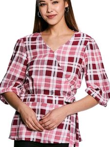 Chic Plaid Wrap Top