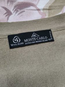 Monte Carlo Women Beige Wool V-neck Cardigan Combo