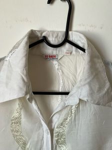 Sheer White Button-Up Blouse