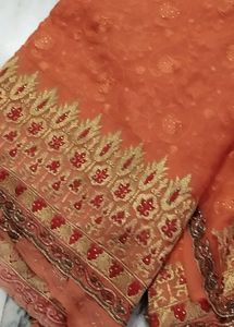 Elegant Peach Floral Saree