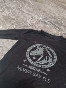 Black T-Shirt with Unicorn Graphic