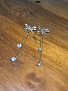 Dangle Bow Earrings with Beads
