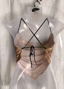 gold cowl neck top