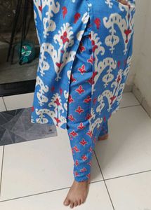 Blue Ikat Print Kurta Set