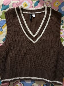 Brown V-Neck Sweater Vest