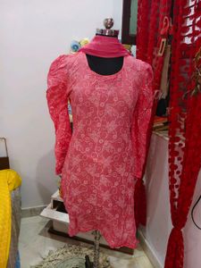 Pink Embroidered Kurta Set with Dupatta