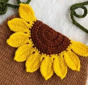 Handmade Crochet Sunflower Crossbody Bag