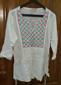 Embroidered White Kurta