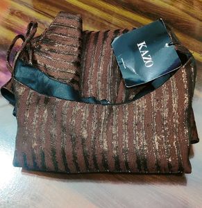 Sparkling Brown Assymetric Peplum Top