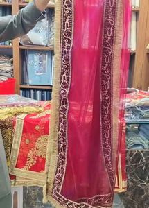 Embellished Maroon Dupatta