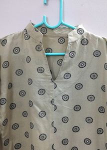 Front Slit Beige Kurta
